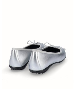 Zapato bailarina francesita piel plata