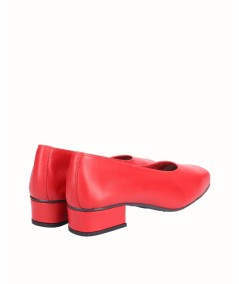 Red leather high heel shoe