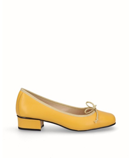 Zapato bailarina piel amarillo