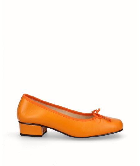 Zapato bailarina piel naranja