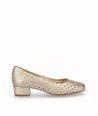 Gold chopped leather high heel shoe