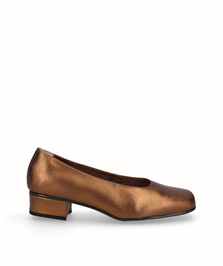 Bronze leather high heel shoe
