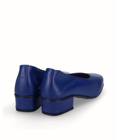 Zapato salón tacón piel azul francia