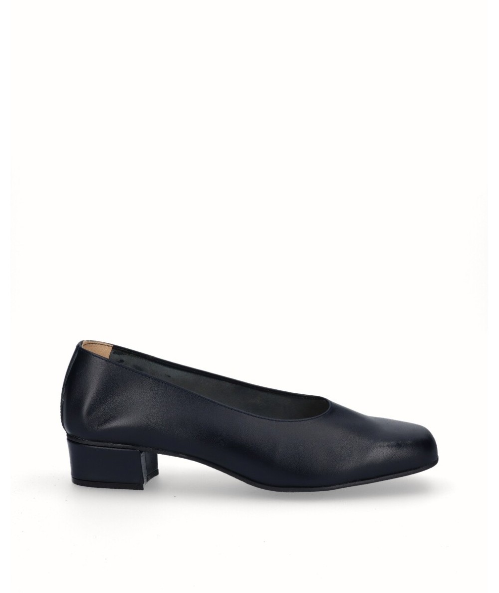 Navy blue leather high heel shoe