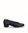Navy blue leather high heel shoe