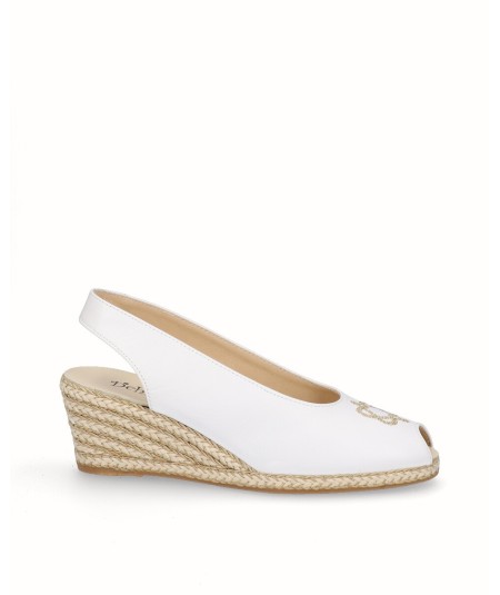 Peep toes espadrille with white jute wedge