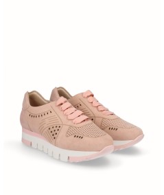 Zapato deportivo piel serraje rosa