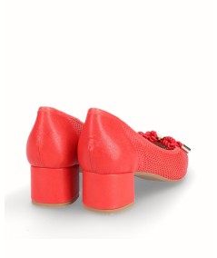 Red leather high-heeled lounge shoe with removable plant