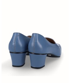 moccasin shoe blue leather heels