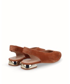 Flat slingback ballerina shoe split leather