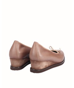 Natural leather wedge shoe combined split leather with elastic