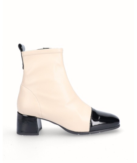 Ice beige lycra heeled ankle boots