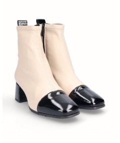 Ice beige lycra heeled ankle boots
