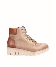 BOTIN PIEL CORDONES BEIG MARRON