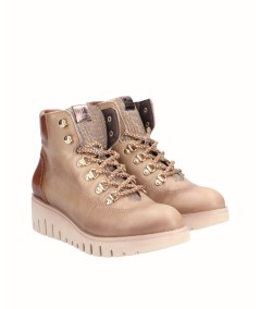 BOTIN PIEL CORDONES BEIG MARRON