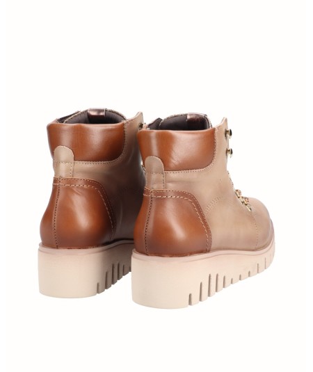 BOTIN PIEL CORDONES BEIG MARRON