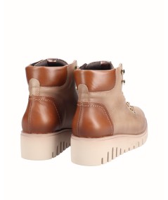 BOTIN PIEL CORDONES BEIG MARRON