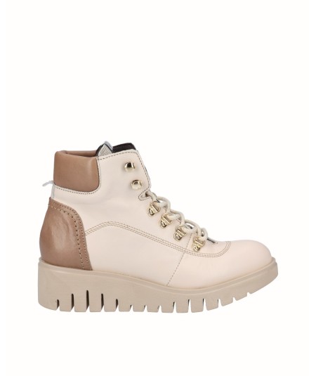 BOTIN PIEL CORDONES BEIG HIELO