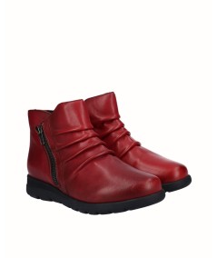 Botin piel rojo con cremallera