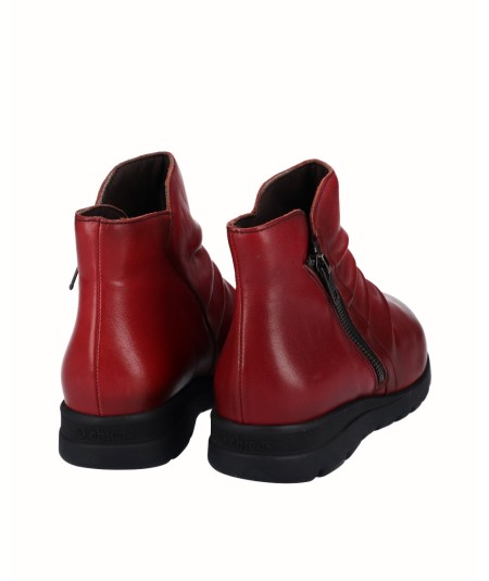 Botin piel rojo con cremallera