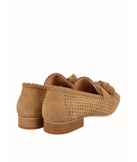Bambi split leather moccasin shoe with tassels