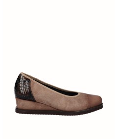 Taupe suede wedge shoe