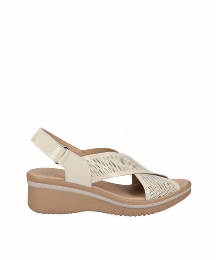 Beige patent leather wedge...