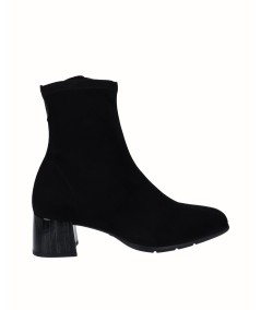 Black lycra high-heeled ankle boot