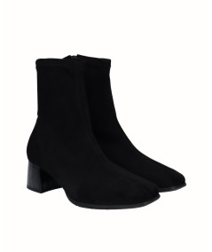 Black lycra high-heeled ankle boot