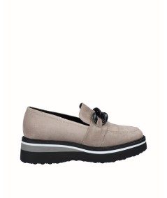 Zapato plataforma piel serraje gris