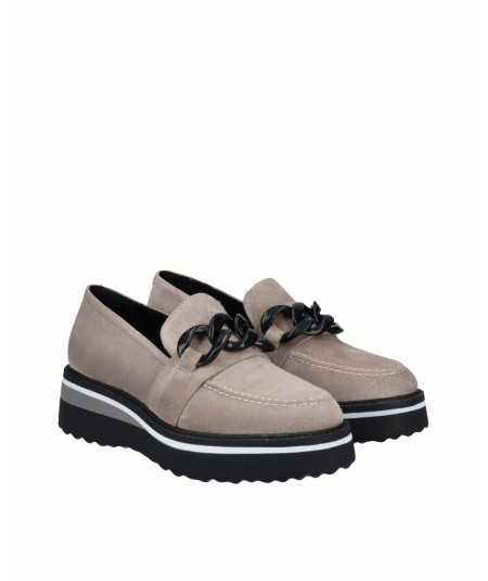 Gray suede leather platform shoe