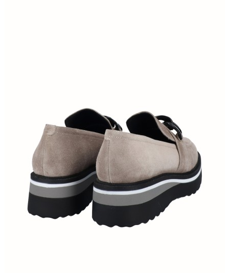 Zapato plataforma piel serraje gris