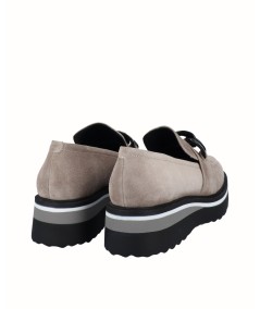 Gray suede leather platform shoe
