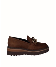 Brown suede leather platform shoe