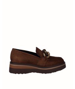 Zapato plataforma piel serraje marrón