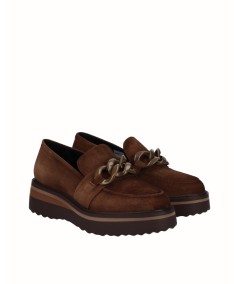 Zapato plataforma piel serraje marrón
