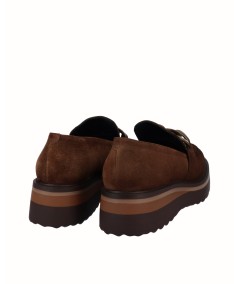 Zapato plataforma piel serraje marrón