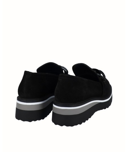 Black suede leather platform shoe