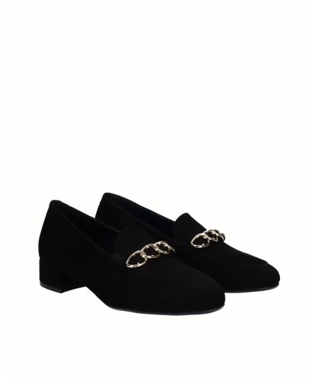 Zapato tacón piel ante negro