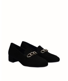 Zapato tacón piel ante negro