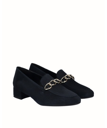 Zapato tacón piel ante azul