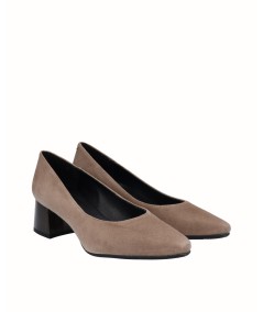 Gray suede leather high-heeled shoe