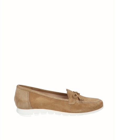 Beige suede leather flat...