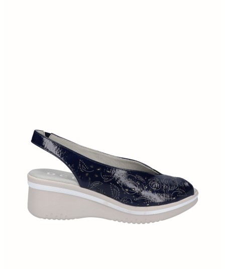 Navy patent leather wedge...