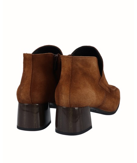 Brown suede leather high-heeled shoe