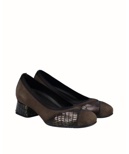 Rock & roll high-heeled military combined leather shoe
