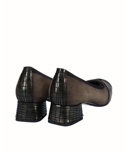 Rock & roll high-heeled military combined leather shoe