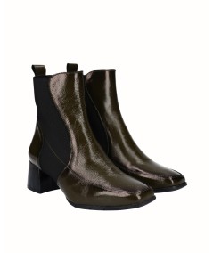 Miliar leather heeled ankle boot with elastic