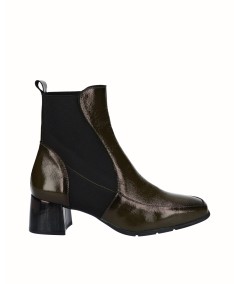 Miliar leather heeled ankle boot with elastic