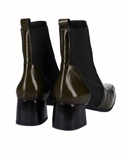 Miliar leather heeled ankle boot with elastic
